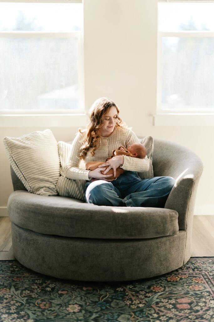 Mother holding newborn baby